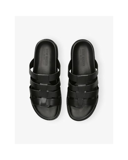 Steve Madden Black Ankara Leather Sandals for men