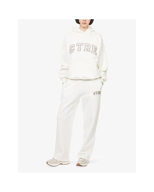 The Couture Club White Ctre Relaxed-Fit Cotton-Jersey Hoodie