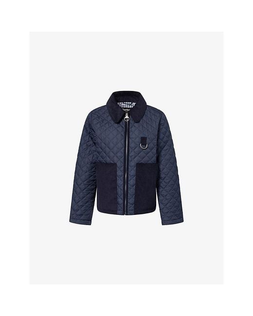 Barbour Blue Aylesby Embroidered-Logo Quilted Jacket