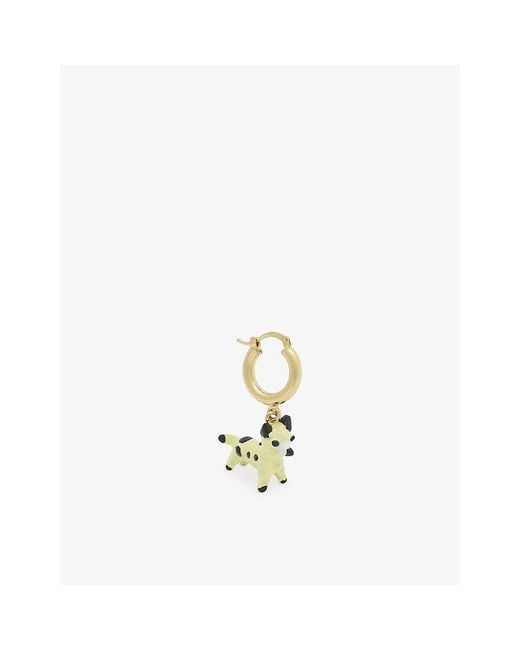 Marni Metallic Enamelled Dog Charm Brass Hoop Earrings