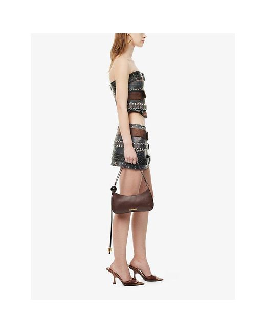 Jaded London Brown Belt-embellished Low-rise Woven Mini Skirt