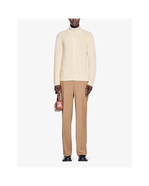 Sandro White High-neck Zip-up Wool-blend Cardigan X for men
