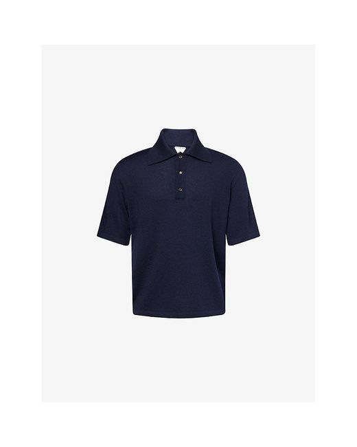 Bottega Veneta Blue Relaxed-Fit Knitted Wool Polo Shirt for men