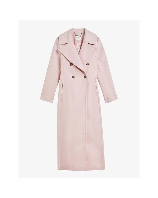 Ted Baker Pink Marlei Double-breasted Wool-blend Pea Coat
