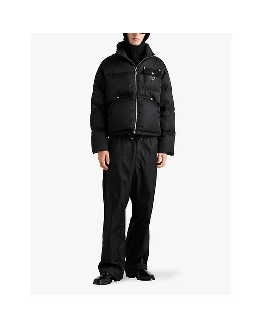 Prada Re Nylon Cropped Recycled Nylon Shell Down Jacket in Black for Men Lyst UK