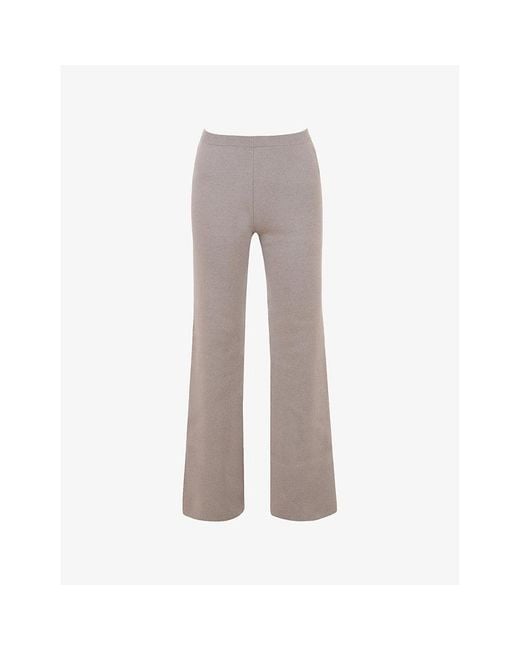 House Of Cb Gray Hunter Straight-Leg Cotton-Blend Knitted Trousers