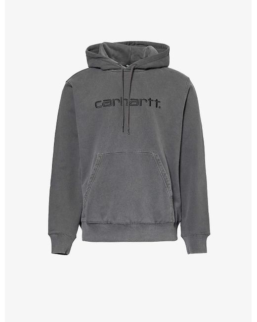 Carhartt Gray Duster Brand-embroidered Relaxed-fit Cotton-jersey Hoody for men