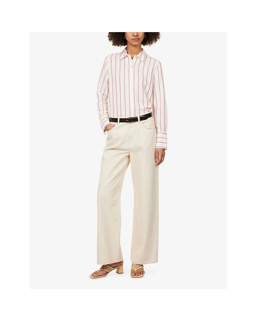 Rails White Knox Striped Linen-Blend Shirt