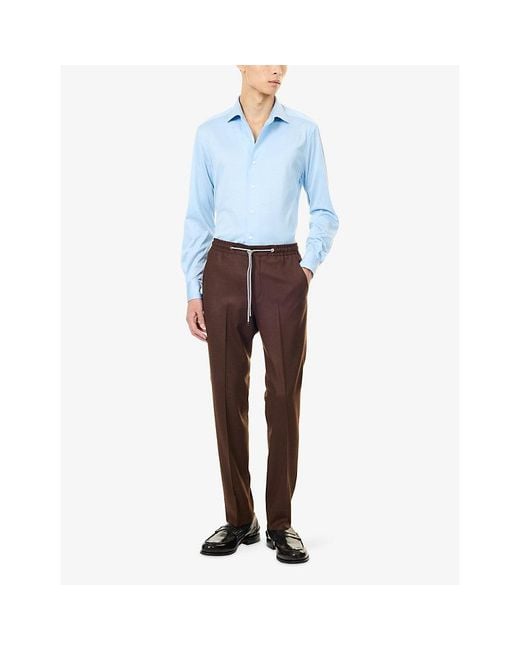 Corneliani Blue Regular-Fit Cotton-Jersey Shirt for men