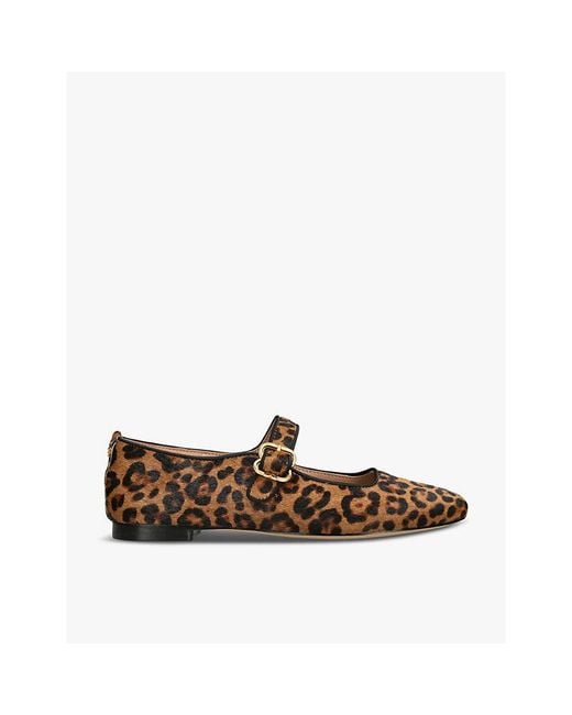 Sam Edelman Brown Michaela Leopard-Print Leather Ballet Flats