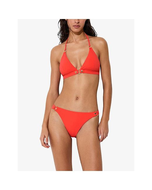 Reiss Red Sandy Stud-Embellished Bikini Bottoms