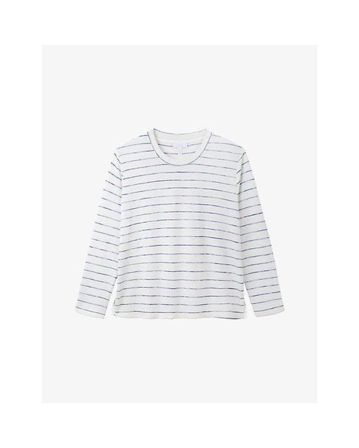 The White Company White Striped Long-Sleeved Stretch-Jersey T-Shirt