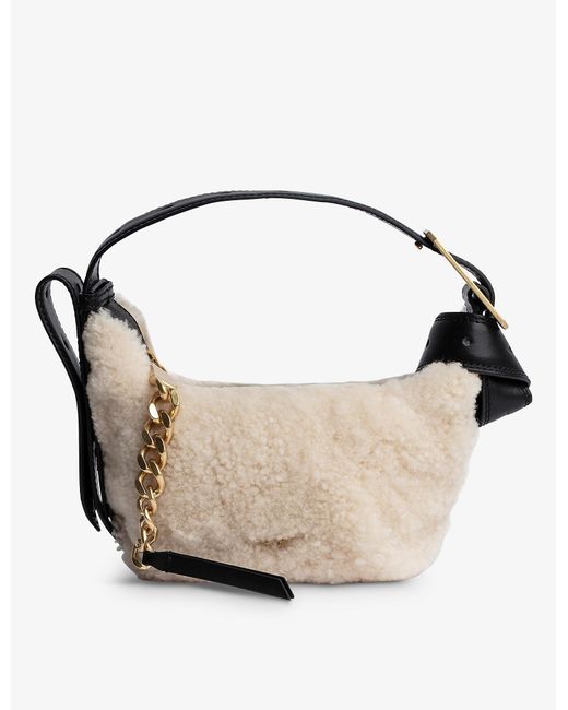 Zadig & Voltaire Le Cecilia Shearling Leather Shoulder Bag in Natural