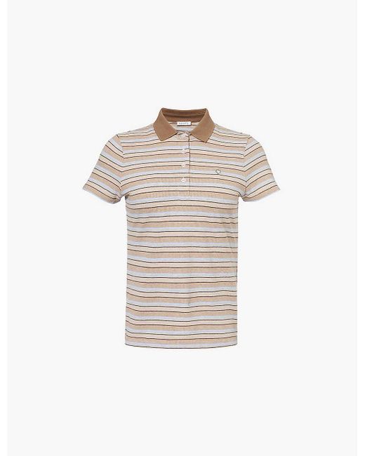 Saks Potts White Shadow Stripe Venus Stripe-Print Knitted Cotton Polo Shirt