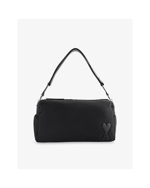 AMI Black Marcel Large Woven Shoulder Bag for men
