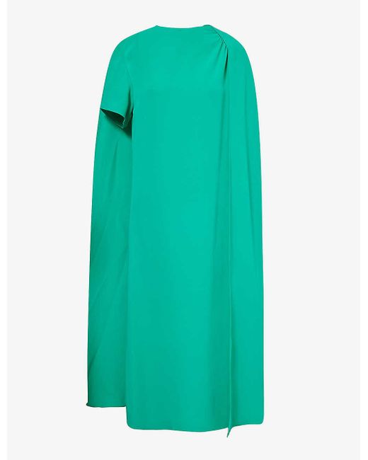 Valentino Garavani Green Draped Straight-hem Silk Midi Dress