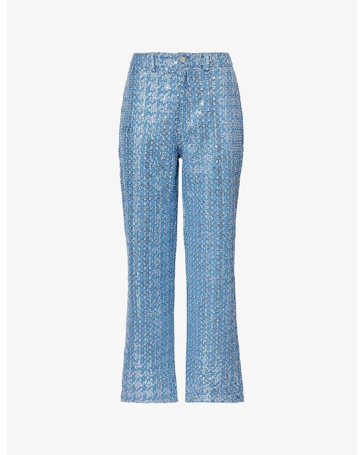 Amy Lynn Blue Bambi Sequin-embellished Straight-leg Mid-rise Jeans
