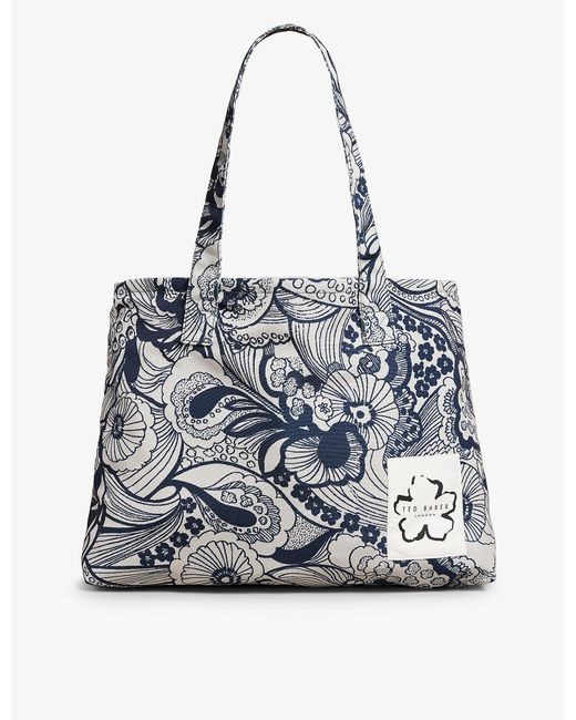 Ted Baker Natural Talan Summer Bloom Print Recycled-polyester Tote Bag
