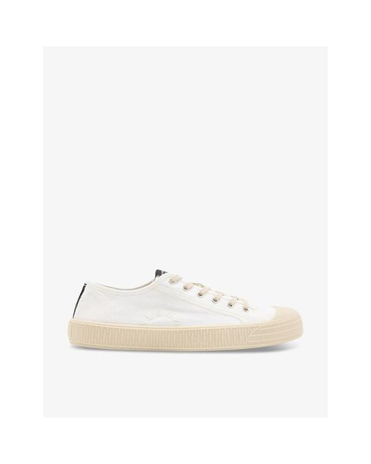 AllSaints Natural Sherman Logo-embroidered Canvas Low-top Trainers for men
