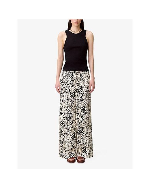 Claudie Pierlot Multicolor Animal Print Satin Trousers