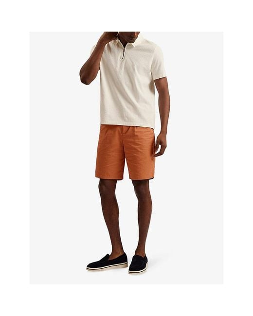 Ted Baker Brown Fulhum Front-pleat Regular-fit Cotton Shorts for men