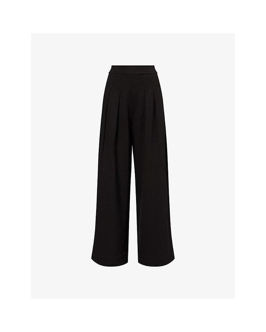 ME+EM Black Luxe Travel Wide-Leg Stretch-Woven Trousers
