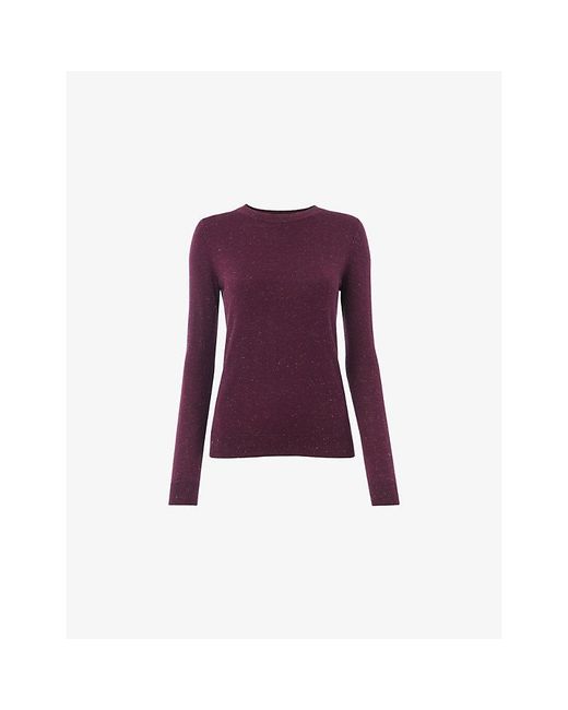 Whistles Purple Annie Slim-Fit Metallic-Knit Jumper