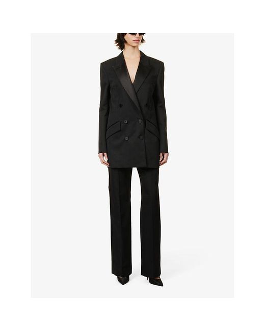 Givenchy Black Contrast-lapel Double-breasted Wool-blend Jacket