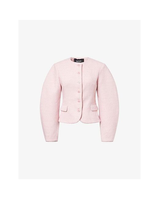 ROTATE BIRGER CHRISTENSEN Pink Cocoon Flap-Pocket Woven Jacket