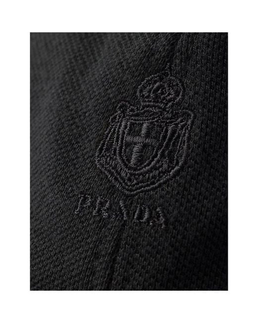 Prada Black Brand-Embroidered Cotton-Piqué Cap for men