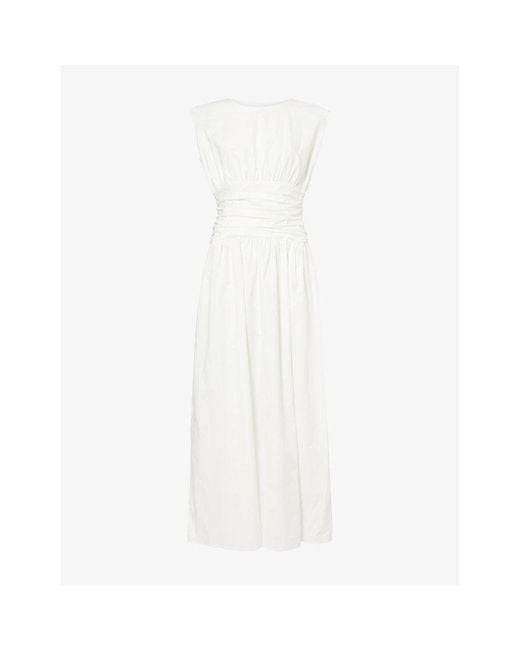 4th & Reckless White Harper Sleeveless Cotton-Poplin Maxi Dress
