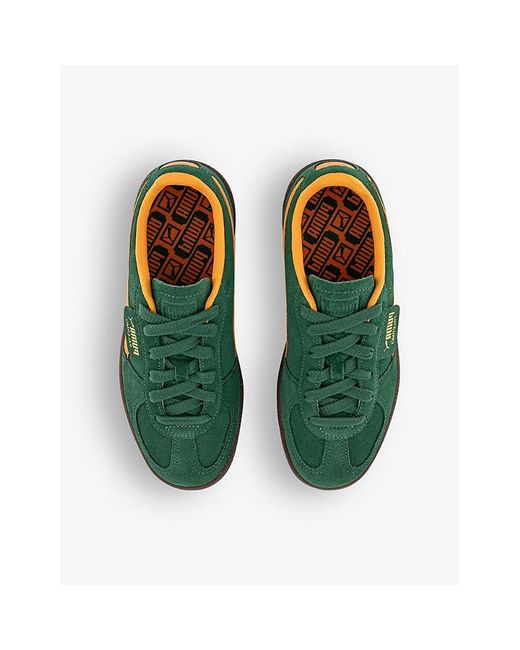 PUMA Green Palermo Logo-tab Suede Low-top Trainers