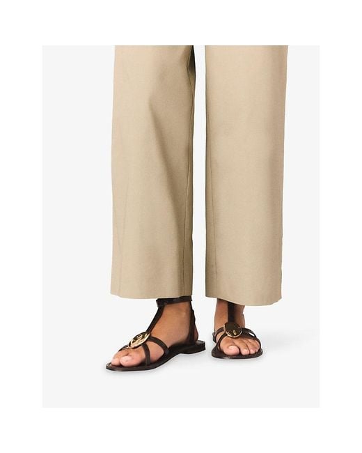 Maje Brown Hardware Flat Leather Sandals