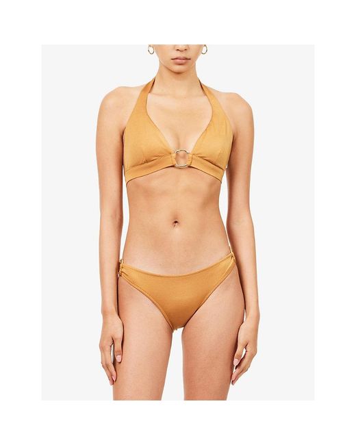 Heidi Klein Metallic Atrani Ring Halter Bikini Top