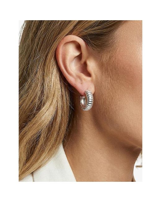 Sif Jakobs White Riva Rhodium-Plated Sterling Hoop Earrings
