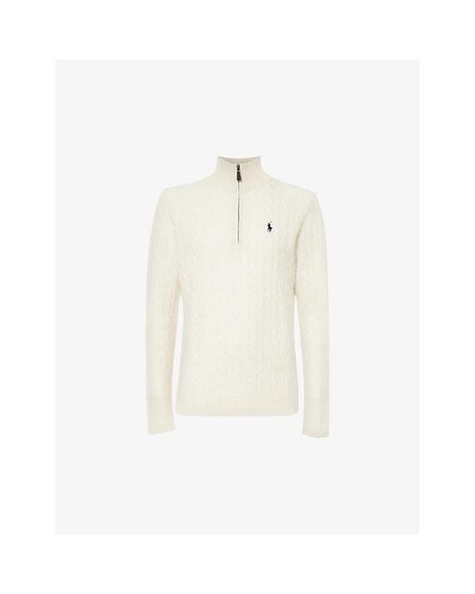 Polo Ralph Lauren White Logo-embroidered Wool And Cashmere-blend Jumper for men