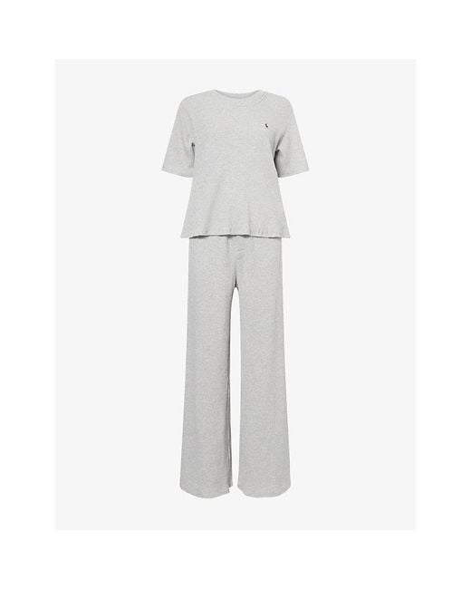 Polo Ralph Lauren White Short-Sleeve Waffle Cotton-Jersey Pyjama Set
