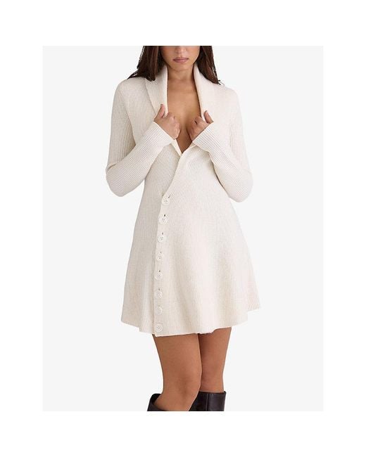 House Of Cb White Ayla Asymmetric Wool-Blend Mini Dress
