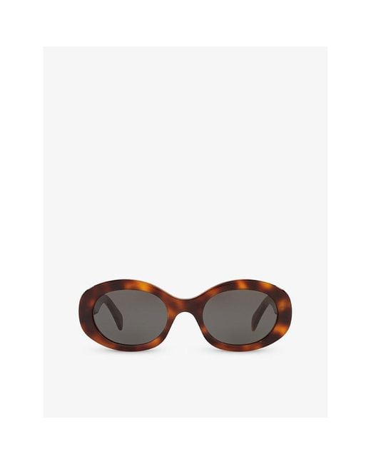 Céline Brown Cl000312 Cl40194u Tortoiseshell-pattern Oval-frame Acetate Sunglasses
