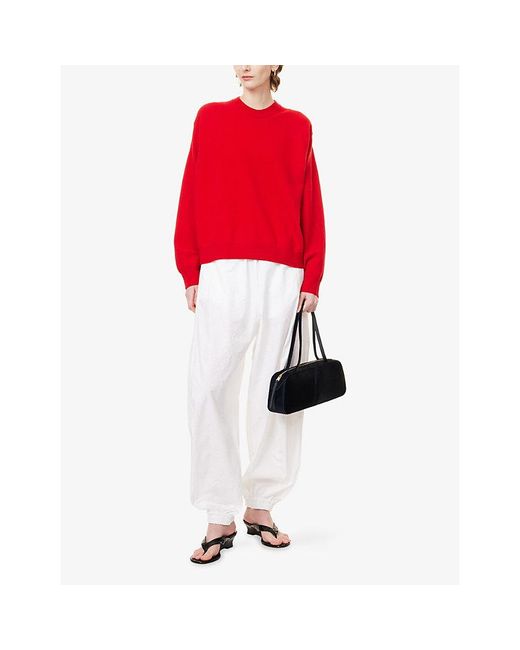 RÓHE Frames Red Round-Neck Oversized Wool-Blend Jumper