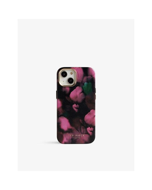 Ted Baker Red Blurria Petal-print Iphone 13 And 14 Clip-on Phone Case