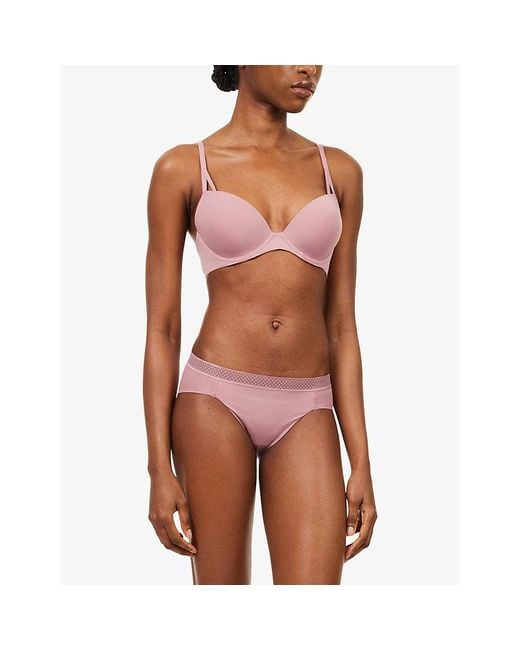 Calvin Klein Pink Seductive Comfort Lift Demi Stretch-Woven Push-Up T-Shirt Bra