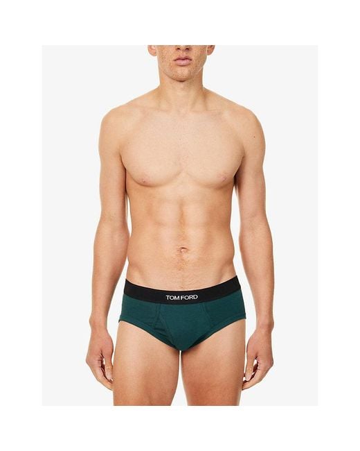 Tom Ford Multicolor Logo-Waistband Stretch-Cotton Briefs for men