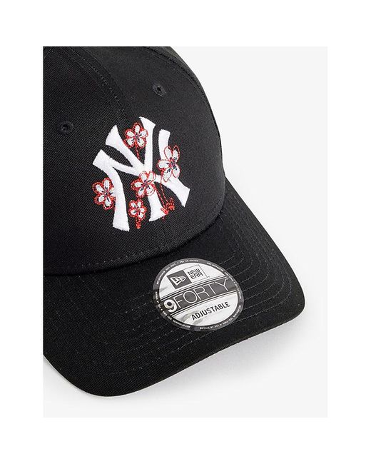 KTZ Black 9forty New York Yankees Floral Cotton-twill Cap for men