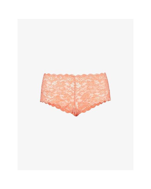 Hanro Pink Moments Mid-rise Stretch-lace Briefs