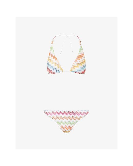 Missoni White Micro Zig-Zag Pattern Bikini Set