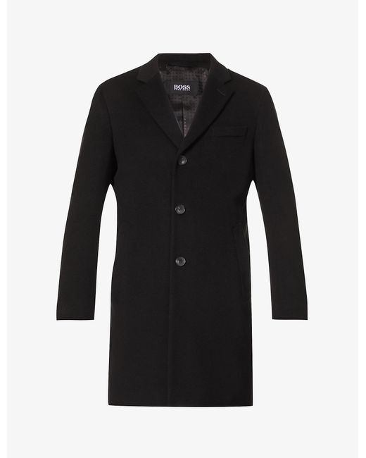 BOSS by Hugo Boss Black Wool And Cashmere-blend Coat for men