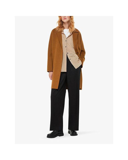 Whistles Brown Julia Double-Faced Wool-Blend Coat