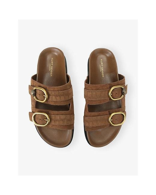 Kurt Geiger Brown Bancroft Flat Suede Sandals for men