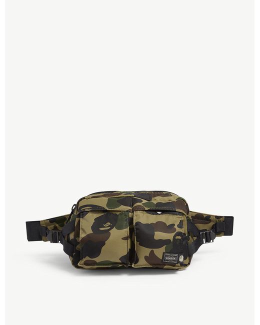A Bathing Ape Green Bape X Head Porter Camouflage-print Belt Bag for men